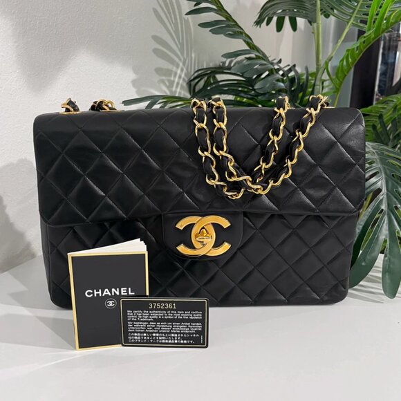 Vintage Chanel Black Maxi Classic Flap Bag